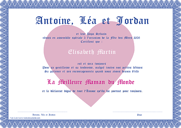 diplome de maman